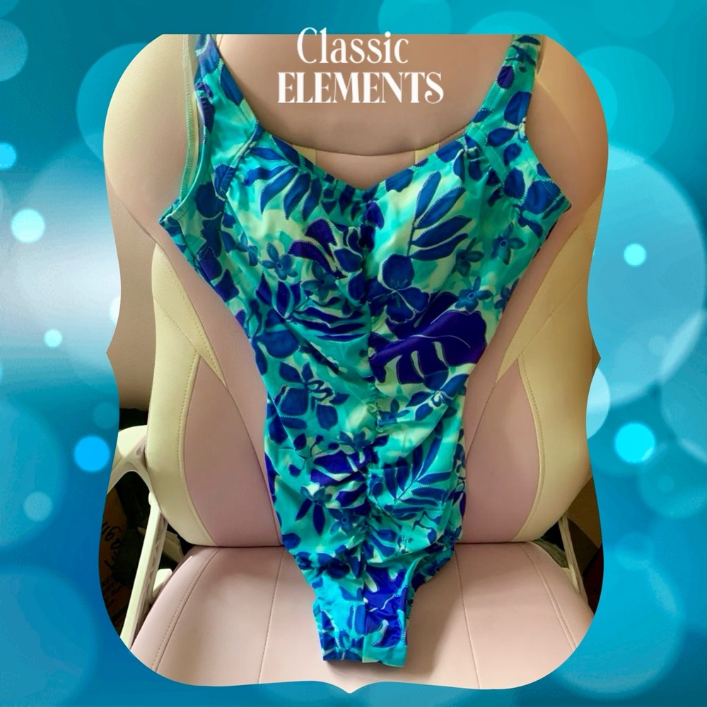Vibrant Blue and Green One-Piece Swimsuit